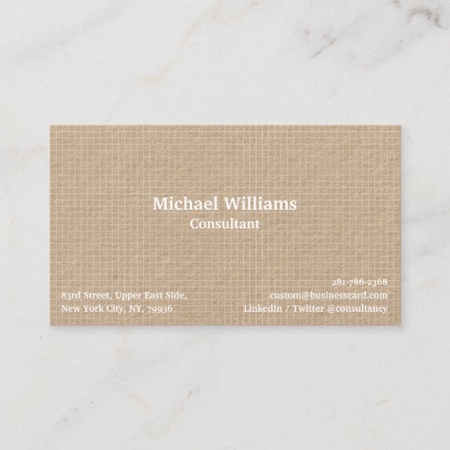 Kraft Trendy Checkered Pattern Modern Geometric Business Card (Front)