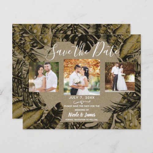 Kraft Tropical Palm Leaves Wedding Save the Date 
