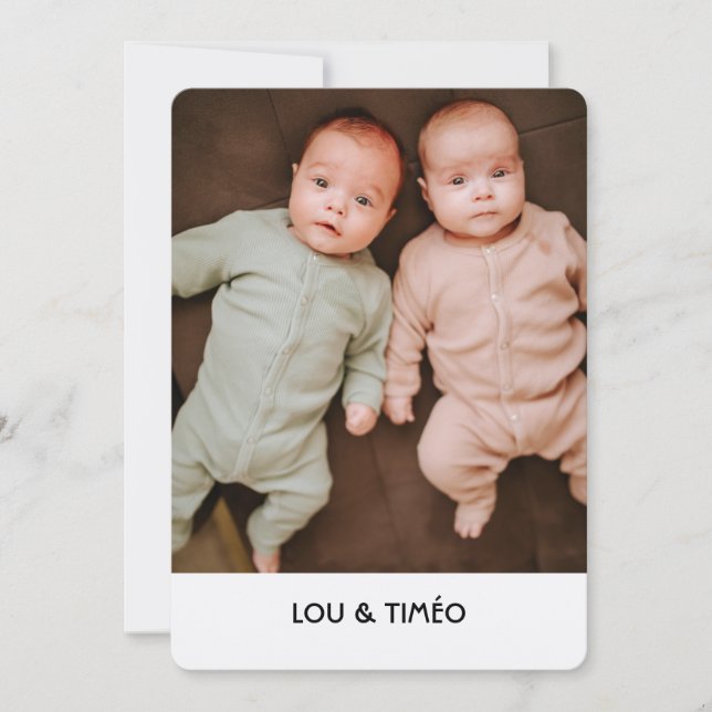 Kraft Twin Birth Report Holiday Card (Front)