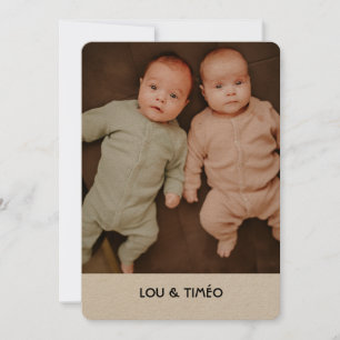 Kraft Twin Birth Report Holiday Card