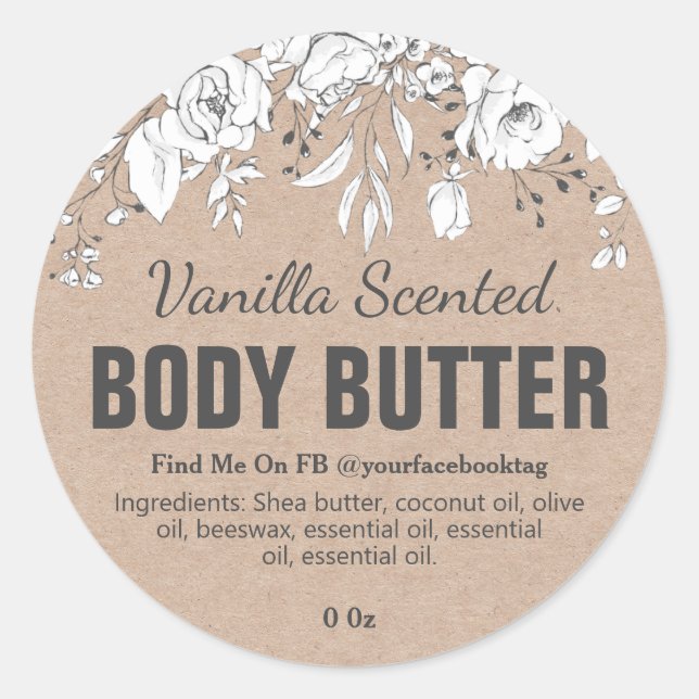 Kraft Vanilla Scent Body Butter Product Labels (Front)
