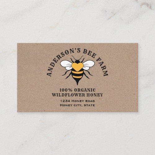 Kraft vintage bee  honey jar business card