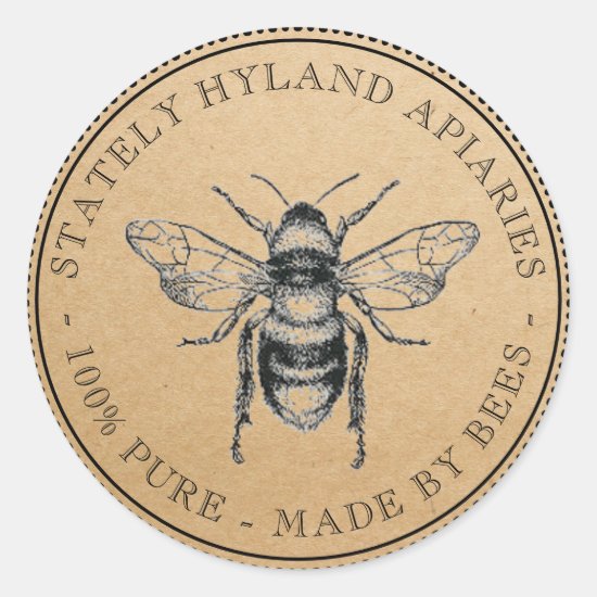 Kraft Vintage Bee Honey Jar Lid Labels