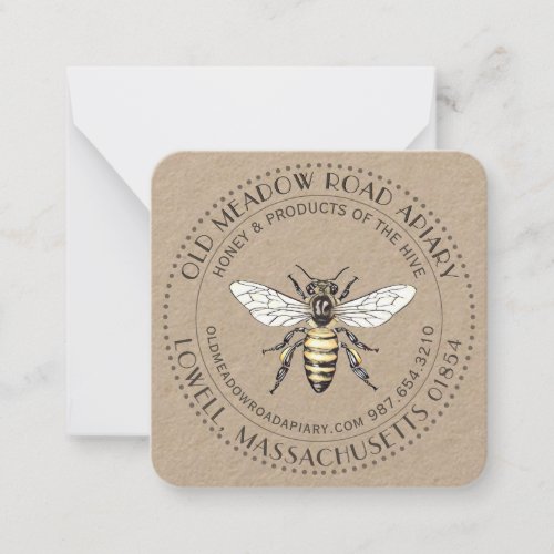 Kraft Vintage Bee Honey Jar Tag or Business Card