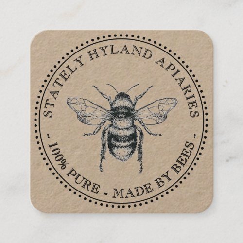 Kraft Vintage Bee Honey Jar Tag without punch_hole Note Card