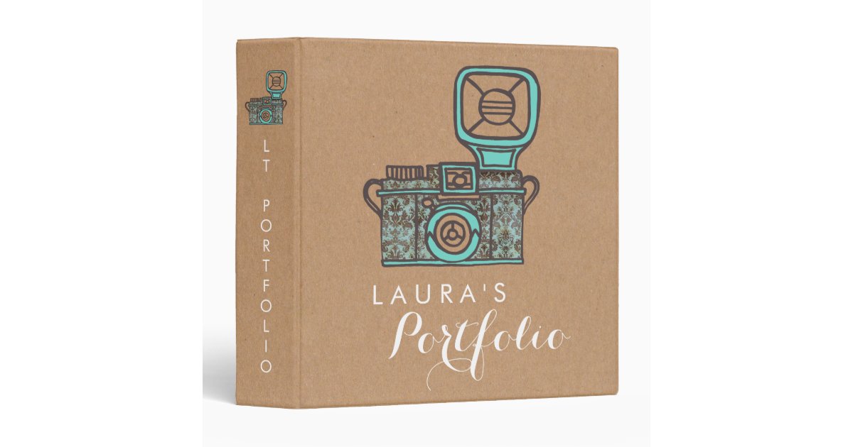 Kraft Vintage Camera Photography Portfolio Binder | Zazzle