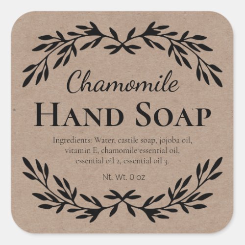 Kraft Vintage DIY Liquid Hand Soap Square Sticker