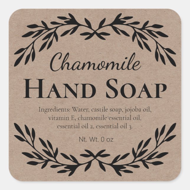 Kraft Vintage DIY Liquid Hand Soap Square Sticker (Front)