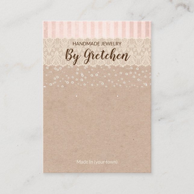 Kraft Vintage Earring And Necklace Display Business Card (Front)