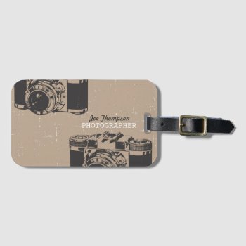 Kraft Vintage Grunge Camera Photography Business C Luggage Tag by Pip_Gerard at Zazzle