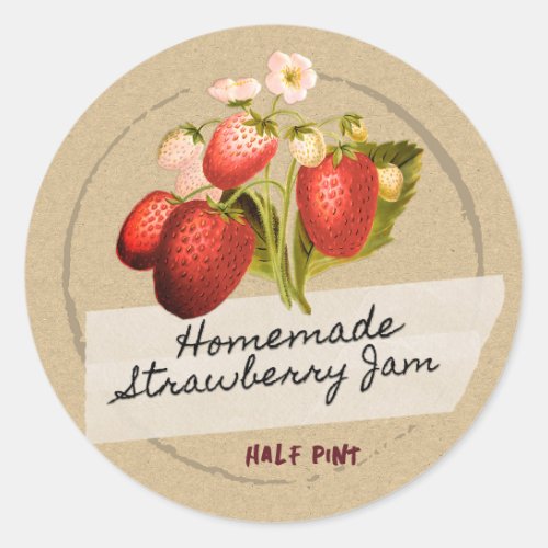 Kraft Vintage Strawberry Jam on Masking Tape Label