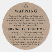 Kraft Warning Burning Instructions Candle Label | Zazzle