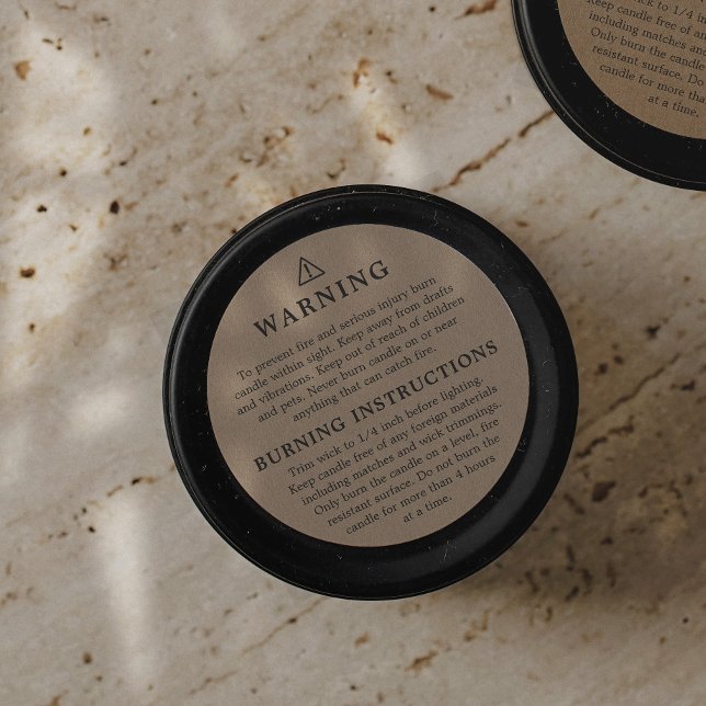 Kraft Warning Burning Instructions Candle Label (Creator Uploaded)