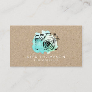 KRAFT Watercolor Camera Photographer Business Card