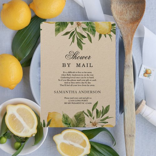 Kraft Watercolor Yellow Lemons  Leaf   Invitation