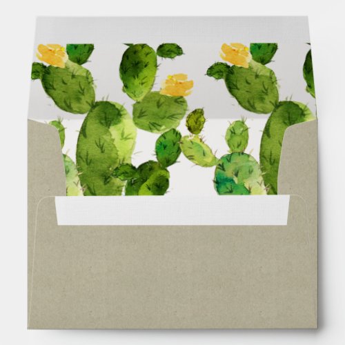 KRAFT WATERCOLOUR DESERT CACTUS FLOWER  MONOGRAM ENVELOPE