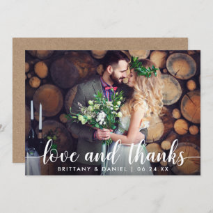 Kraft Wedding Couple Photo Love and Thanks Card