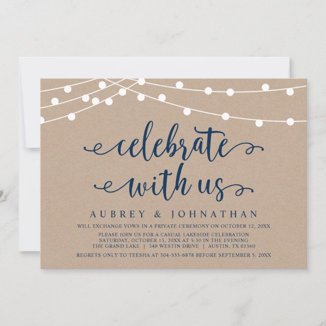Kraft Wedding Elopement, Celebrate with us Invitat Invitation (Front)