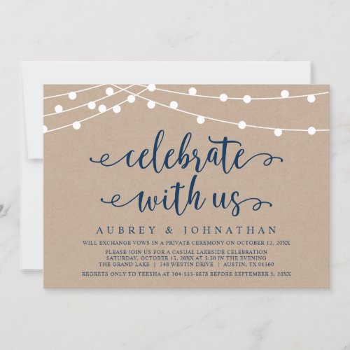 Kraft Wedding Elopement Celebrate with us Invitat Invitation