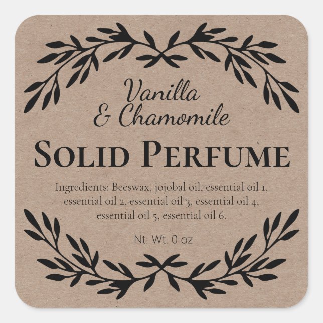 Kraft Wellness Homemade Solid Perfume Labels (Front)