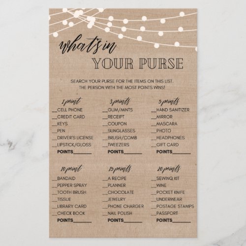 Kraft whats in your purse bridal shower game