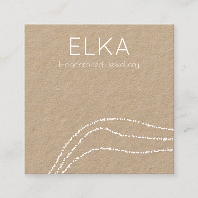 Kraft White Dots Square Earring Display Card (Front)