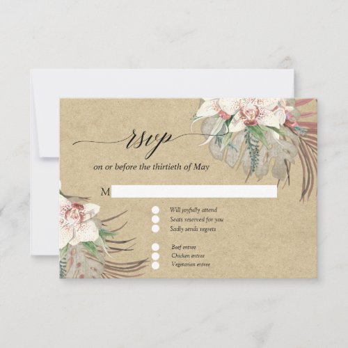 Kraft White Orchid Floral Tropical Foliage RSVP