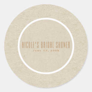 Kraft White Rustic Minimal Simple Wedding Favor Classic Round Sticker