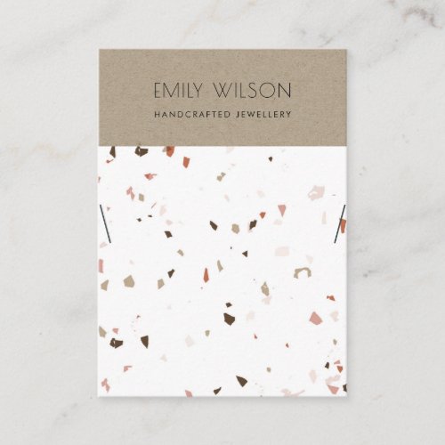 KRAFT WHITE TERRAZZO TEXTURE NECKLACE DISPLAY LOGO BUSINESS CARD