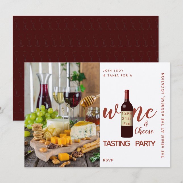 Kraft Wine Cheese Tasting Party Invitations Foody (Front/Back)