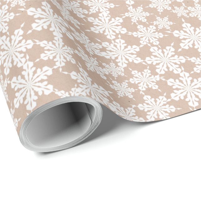 Kraft Winter White Christmas Elegant  Wrapping Pap Wrapping Paper (Roll Corner)