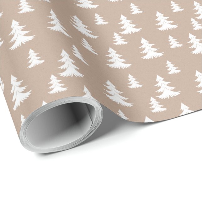 Kraft Winter White Christmas Elegant  Wrapping Pap Wrapping Paper (Roll Corner)