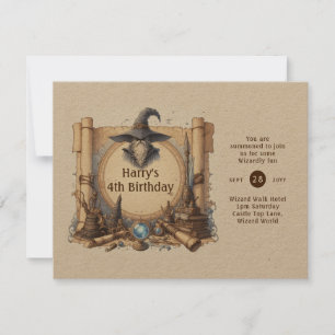 KRAFT Wizard Theme Party Magical Vintage Wands Invitation