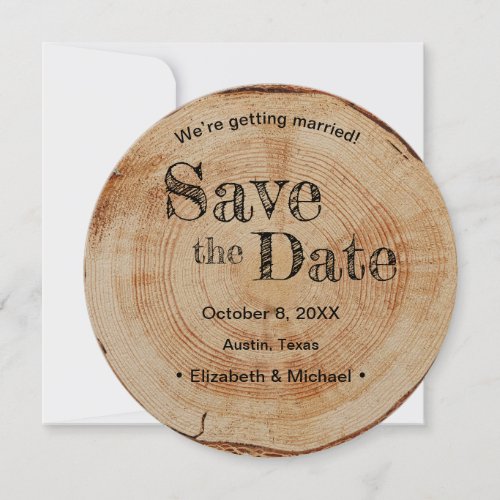 Kraft Wood Disc Slice Simulation Print Wedding Invitation