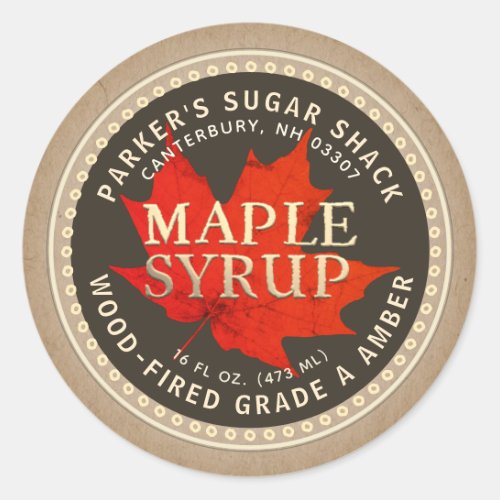 Kraft Wood_fired Maple Syrup Label Red Maple Leaf