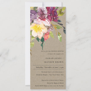 KRAFT YELLOW BLUSH BURGUNDY FLORAL COUPLES SHOWER INVITATION