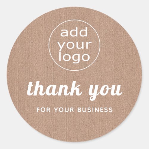 Kraft Your logo thank you for your business  Classic Round Sticker