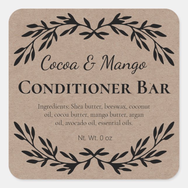 Kraft Zero Waste Hair Solid Conditioner Labels (Front)