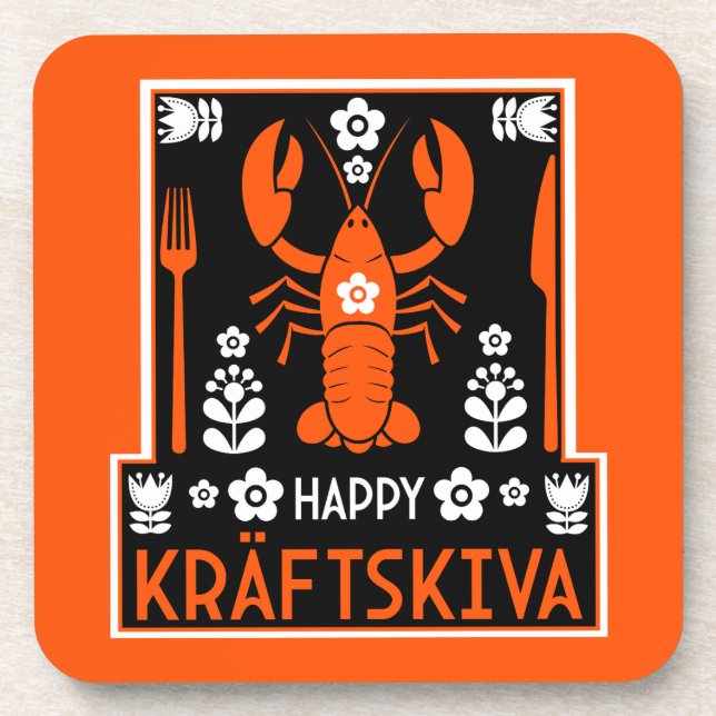 Kräftskiva - Swedish Crayfish Party Beverage Coaster (Front)