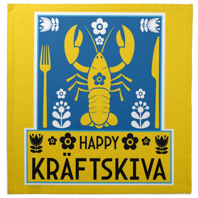 Kräftskiva - Swedish Crayfish Party Cloth Napkin (Front)