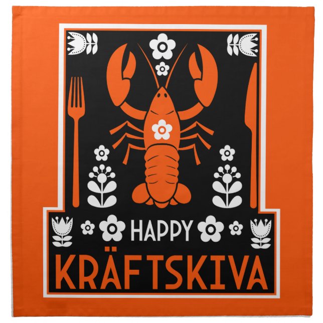 Kräftskiva - Swedish Crayfish Party Cloth Napkin (Front)