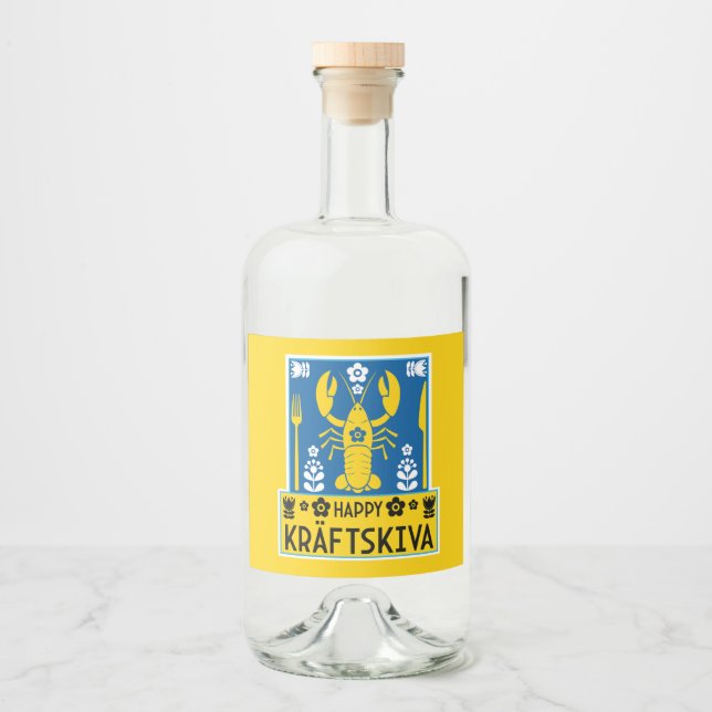 Kräftskiva - Swedish Crayfish Party Liquor Bottle Label (Front)