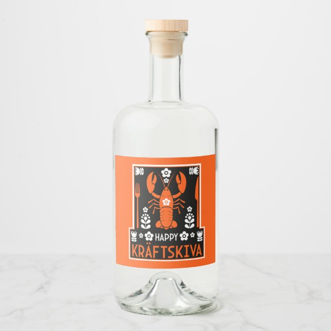 Kräftskiva - Swedish Crayfish Party Liquor Bottle Label (Front)