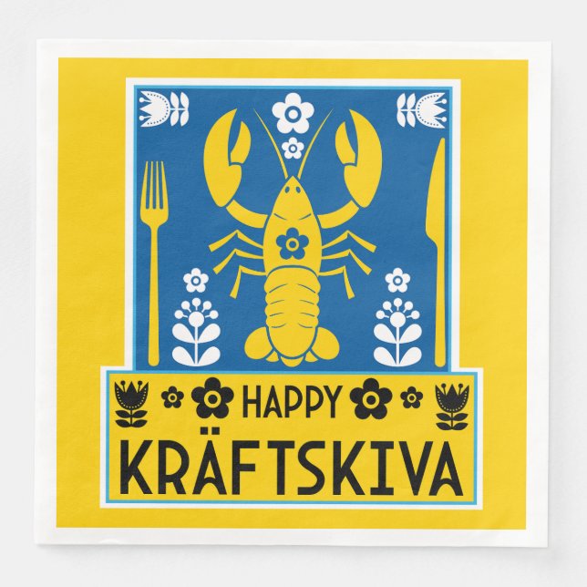 Kräftskiva - Swedish Crayfish Party Paper Dinner Napkins (Front)