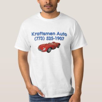 Kraftsmen Auto Blue Font & Red Car Value T-shirt