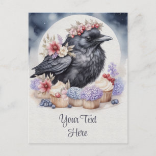 Krähe Rabe Crow flowers Cupcakes Own Text Map Postcard