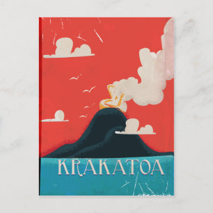 Krakatoa Vintage Vacation Poster Art Postcard
