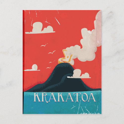 Krakatoa Vintage Vacation Poster Art Postcard