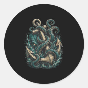 Kraken anchor ocean monster tentacles classic round sticker