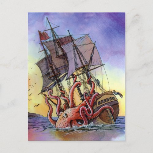 Kraken Attack Postcard